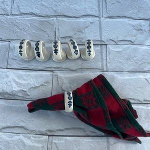 Vintage Pfaltzgraff ceramic Yorktowne napkin ring set of 6 footed